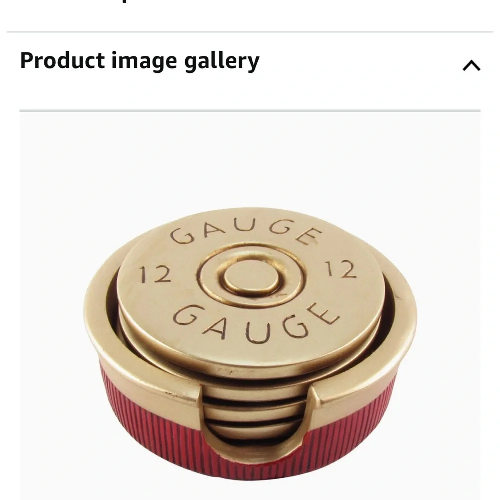 Drink Coaster Set - gold with 12 gauge text.